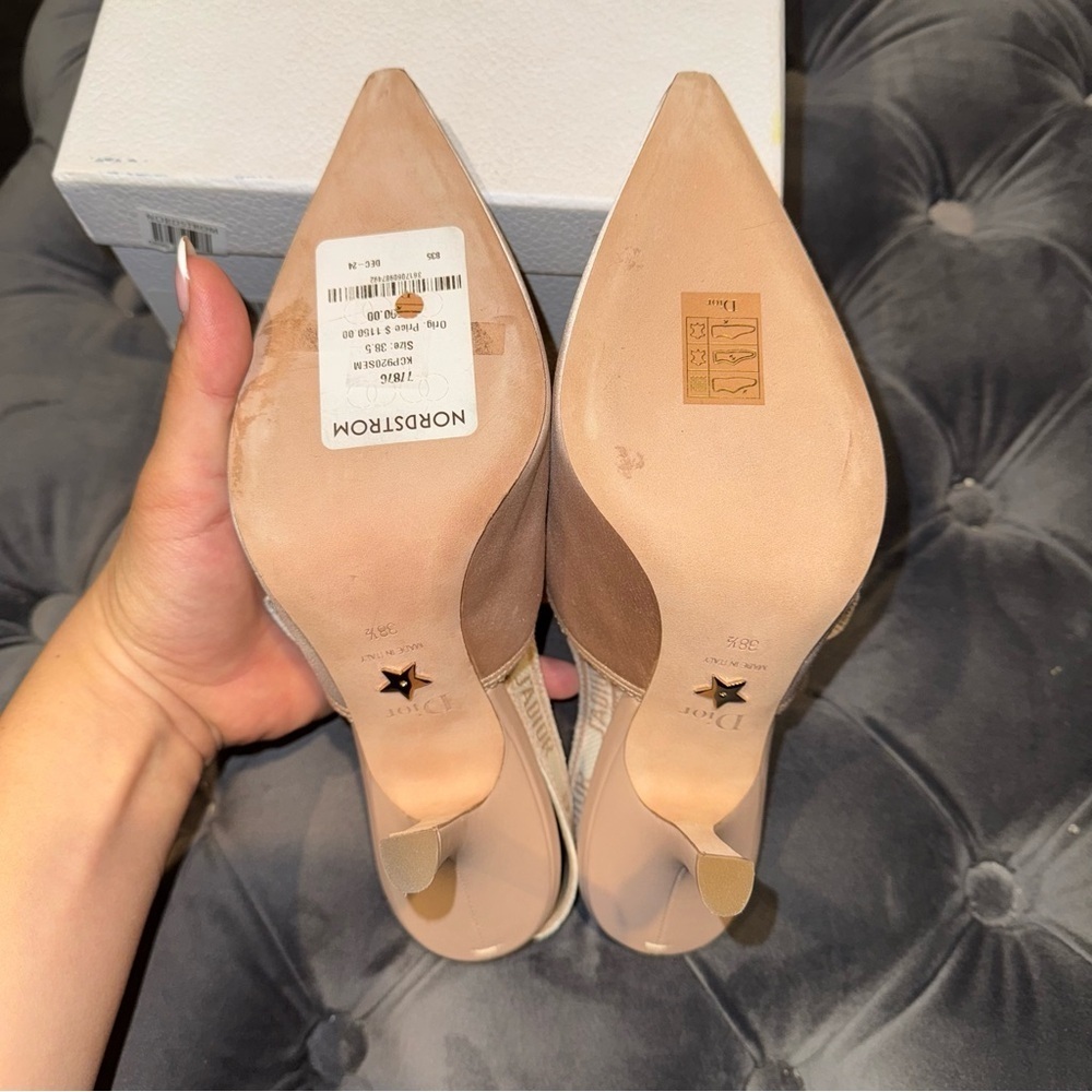 New Size 38.5 Christian Dior J'adior Satin Slingback Nude Pumps - Picture 6 of 12